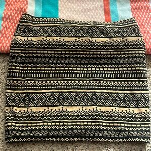 Aztec print black and tan mini skirt